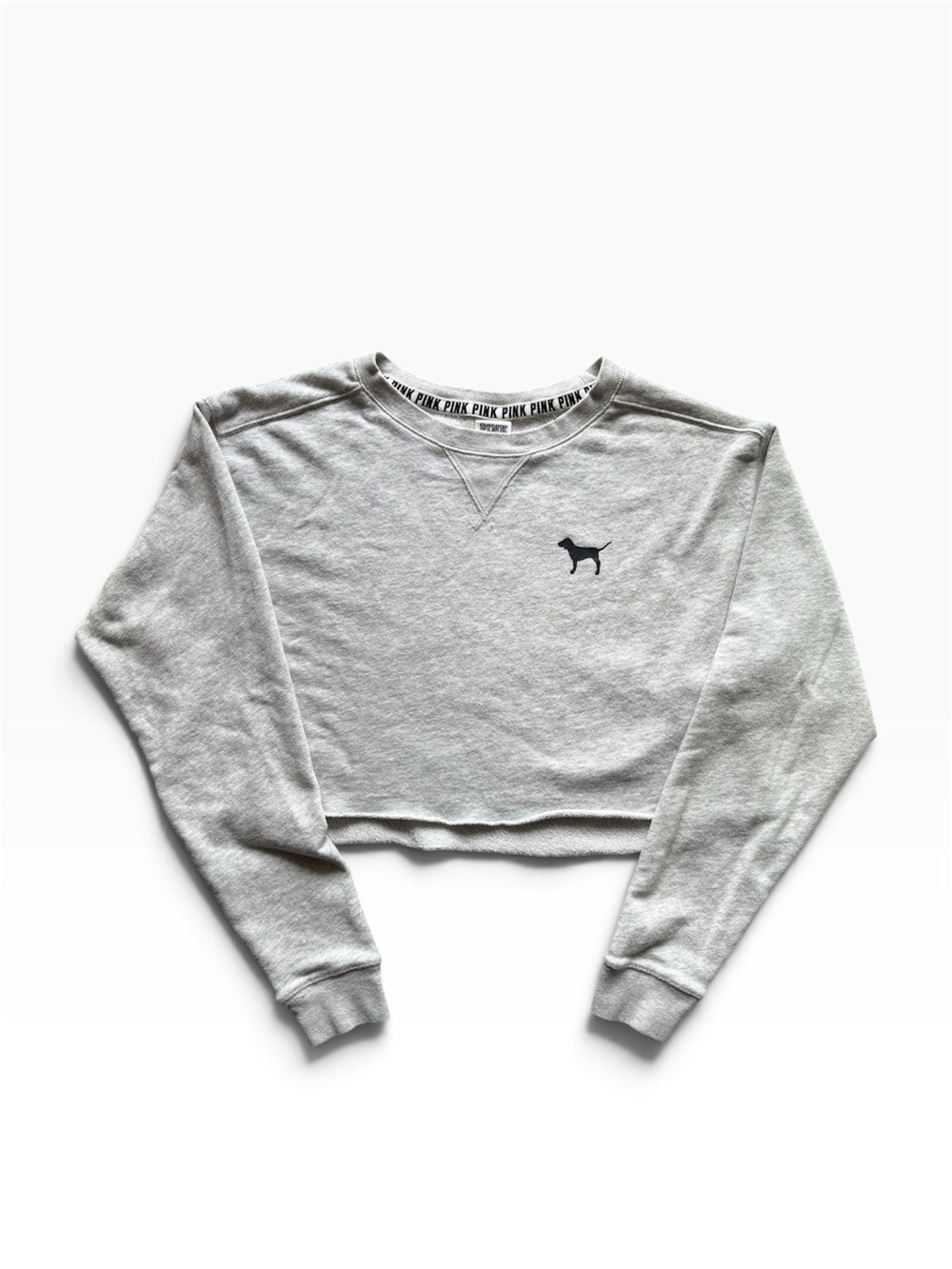 Y2K Victoria's Secret PINK Grey Cropped Sweater S Mom Daughter Preppy School